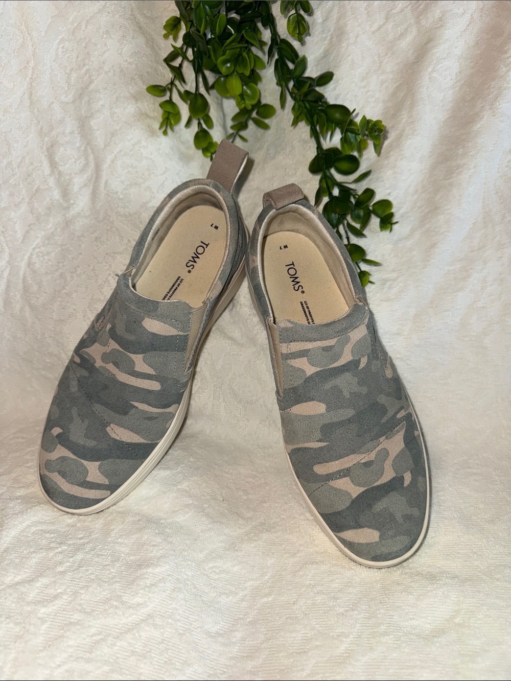 Toms Gray & Taupe Camo Slip-On Shoes